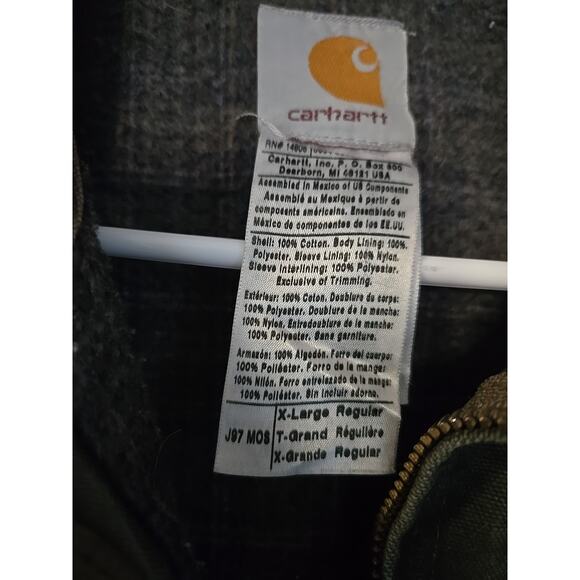 J97 - MOS Carhartt (XL Regular) Detroit Jacket - Blanket Lined Bomber Green - Picture 4 of 10